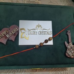 CRYSTAL Rakhi With Picture Jasper Crystal Beads with Silver Beads in Thread