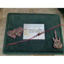 CRYSTAL Rakhi With Red Jasper with Rose Quartz CRYSTAL Beads with Golden  Charms beads in  Thread