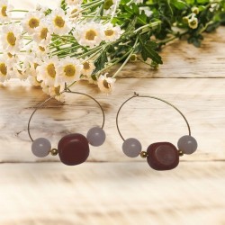 Rose Quartz with Red Jasper Beads Earrings