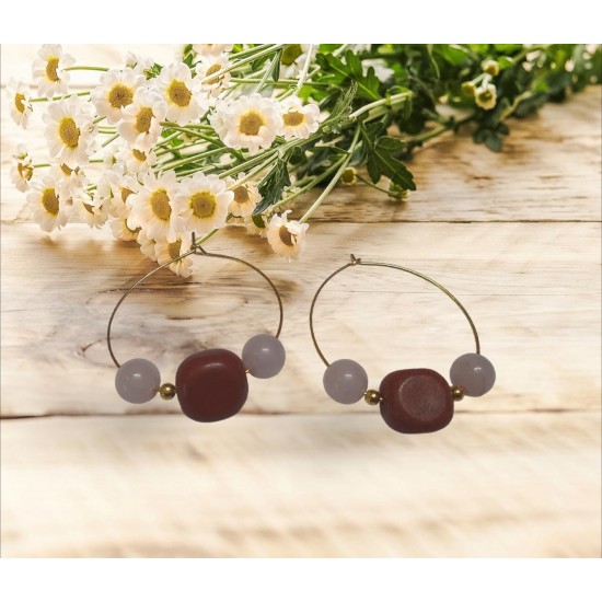 Rose Quartz with Red Jasper Beads Earrings