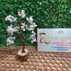 Rose Quartz Tree Rose Quartz Tree with Rose Quartz CRYSTAL Chips with Wooden Base