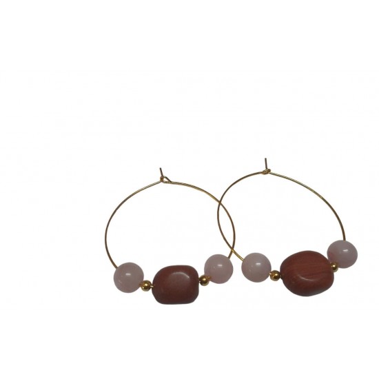 Rose Quartz with Red Jasper Earrings