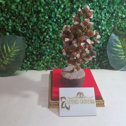 RUDRAKSH WITH CLEAR QUARTZ CRYSTAL TREE WITH WOODEN BASE