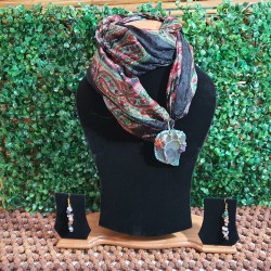 Silk Scarf with Agate Pendant