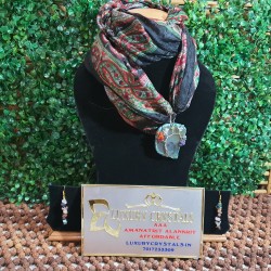 Silk Scarf with Agate Pendant