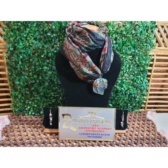 Silk Scarf with Agate Pendant