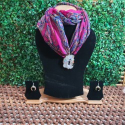 Silk Scarf with Agate Pendant