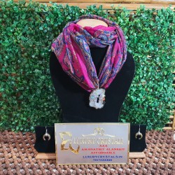 Silk Scarf with Agate Pendant 