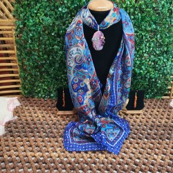Silk Scarf with Agate Pendant