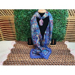 Silk Scarf with Agate Pendant