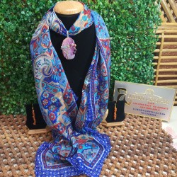 Silk Scarf with Agate Pendant