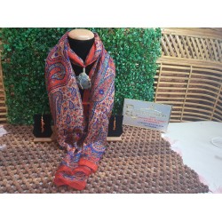 Silk Scarf with Agate Pendant 