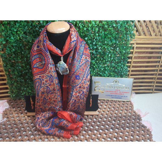 Silk Scarf with Agate Pendant