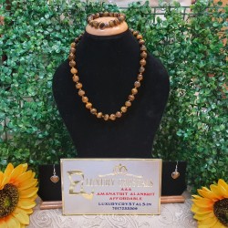 Tiger Eye CRYSTAL Beads Necklace with Earrings