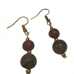 Unakite CRYSTAL Beads Earrings