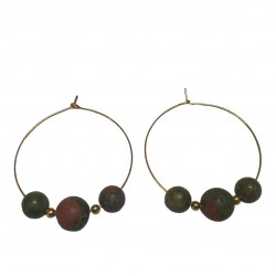 Unakite CRYSTAL Beads Earrings