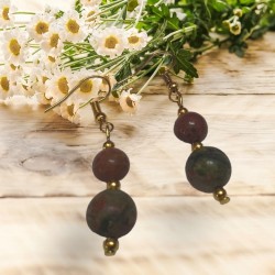 Unakite CRYSTAL Beads Earrings