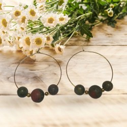 Unakite CRYSTAL Beads Earrings