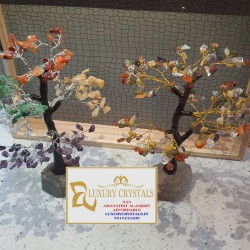CRYSTAL Tree with Multicolour CRYSTALS with CRYSTAL Roughrock Base - Amethyst, Green Jade , Calcite,  Carlenian, Clear Quartz