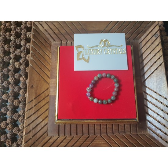 Blood stone CRYSTAL Bracelet with Amethyst CRYSTAL