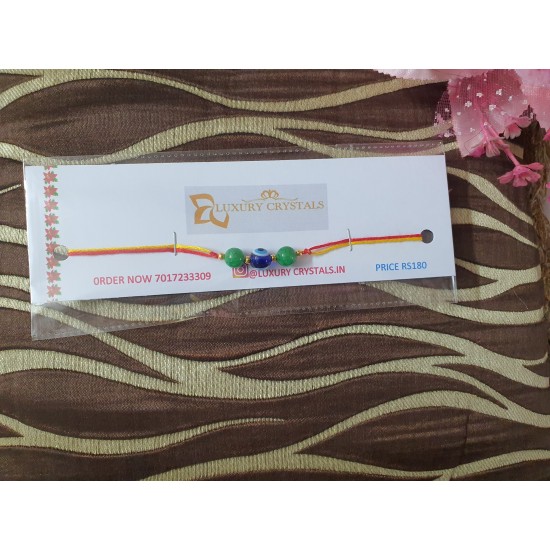  Green Jade CRYSTAL Rakhi With Evil Eye
