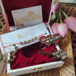 Unakite CRYSTAL Rakhi with Unakite CRYSTAL Earrings