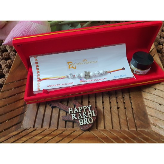 GIFT COMBO OFFER Howlite CRYSTAL Rakhi and black oud wax perfume