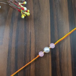  Rose Quartz CRYSTAL Rakhi With Pearl