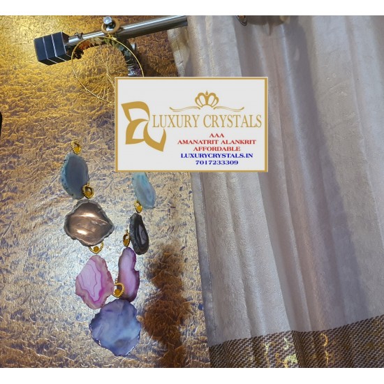 CRYSTAL Agate Windchimes with 7 chakra CRYSTAL Chips Ring