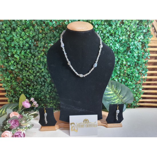 Labradorite CRYSTAL Necklace with Earrings