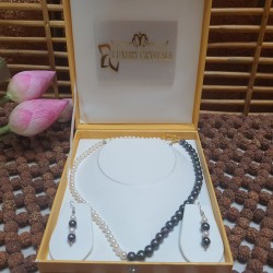 Black Pearl Necklace with white Pearl  