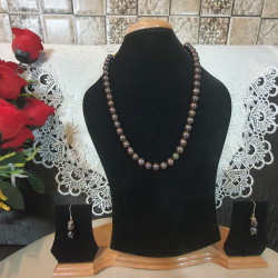 Black Pearl Necklace with Earrings 