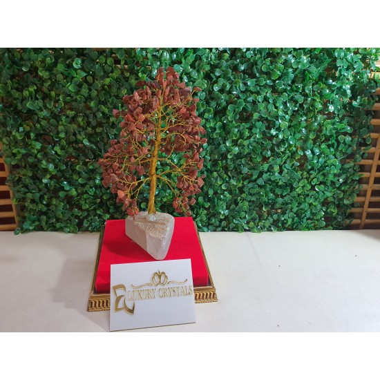 Red Jasper CRYSTAL Tree With CLEAR QUARTZ Crystal base