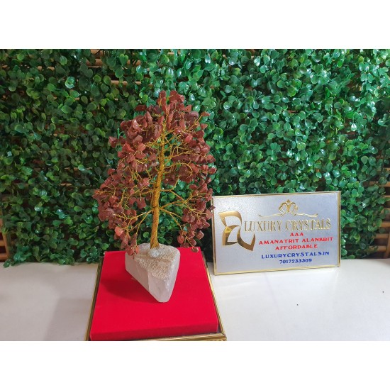 Red Jasper CRYSTAL Tree With CLEAR QUARTZ Crystal base