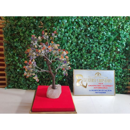 Multicolour CRYSTAL Tree with CLEAR CRYSTAL Quartz CRYSTAL Base