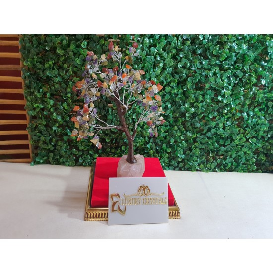 Multicolour CRYSTAL Tree with CLEAR CRYSTAL Quartz CRYSTAL Base