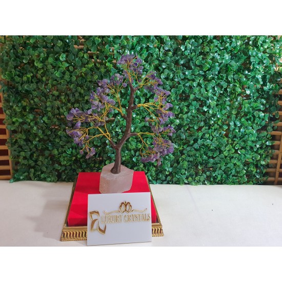 Amethyst CRYSTAL tree with CLEAR QUARTZ Crystal base