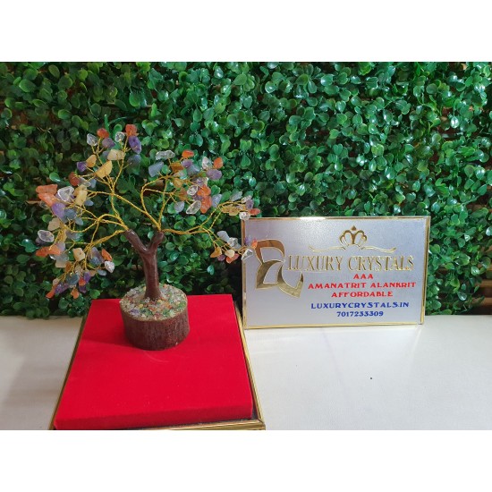 Multicolour CRYSTALS Tree with wooden base