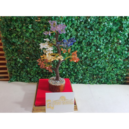7 Chakra CRYSTAL Tree with wooden base