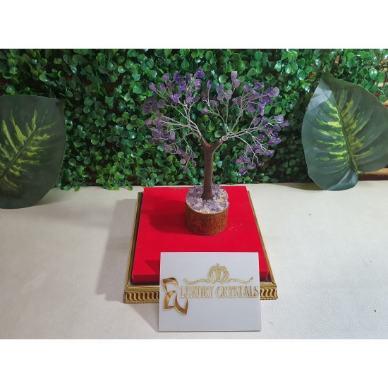 Amethyst CRYSTAL tree with wooden base