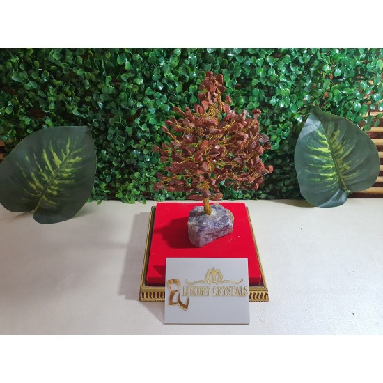 Red Jasper CRYSTAL Tree with Amethyst CRYSTAL base.